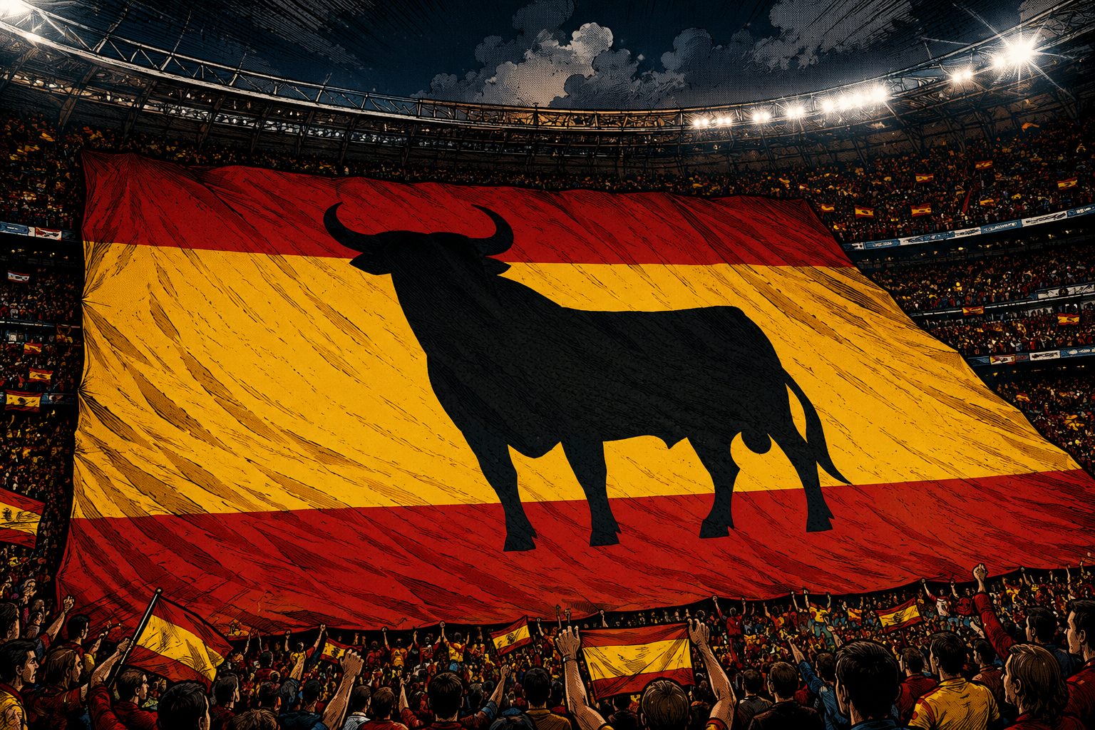 Bandera de Espana con toro
